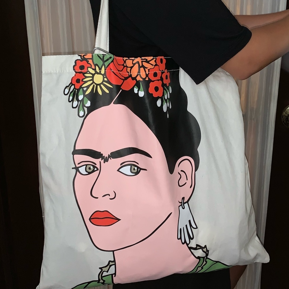 Frida Kahlo painted canvas tote bag - Picture 2 of 8